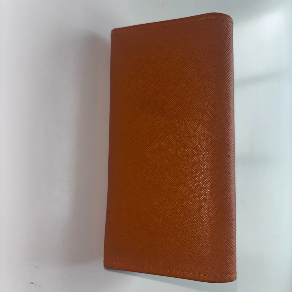 Tory Burch Triangle Eyeglass Case Orange Faux Leather